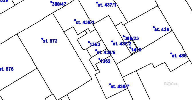 Parcela st. 438/6 v KÚ Přívoz, Katastrální mapa