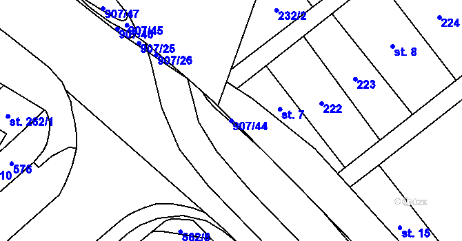 Parcela st. 907/44 v KÚ Přívoz, Katastrální mapa