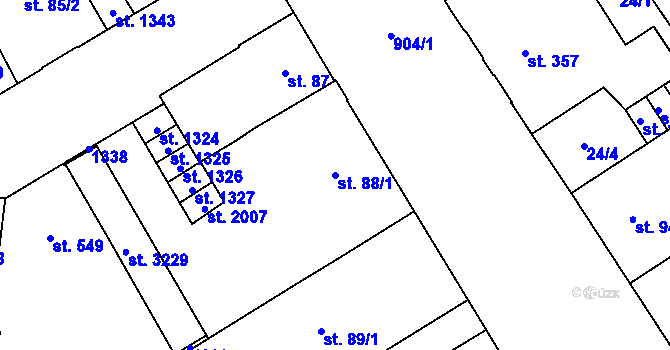 Parcela st. 88/1 v KÚ Přívoz, Katastrální mapa