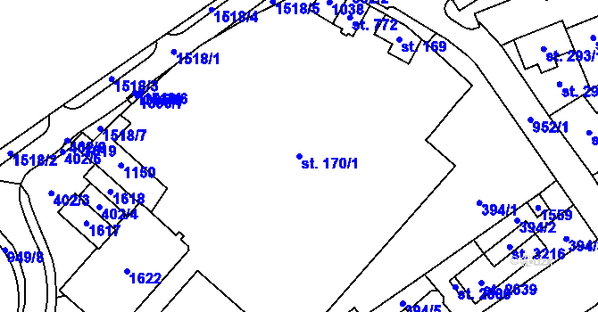 Parcela st. 170/1 v KÚ Přívoz, Katastrální mapa