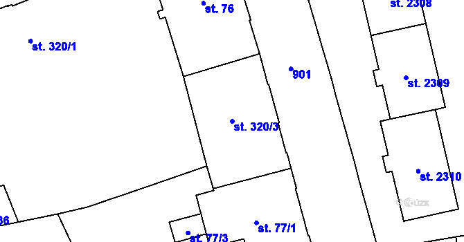 Parcela st. 320/3 v KÚ Přívoz, Katastrální mapa