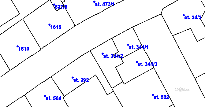 Parcela st. 344/2 v KÚ Přívoz, Katastrální mapa
