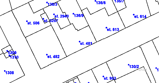 Parcela st. 481 v KÚ Přívoz, Katastrální mapa
