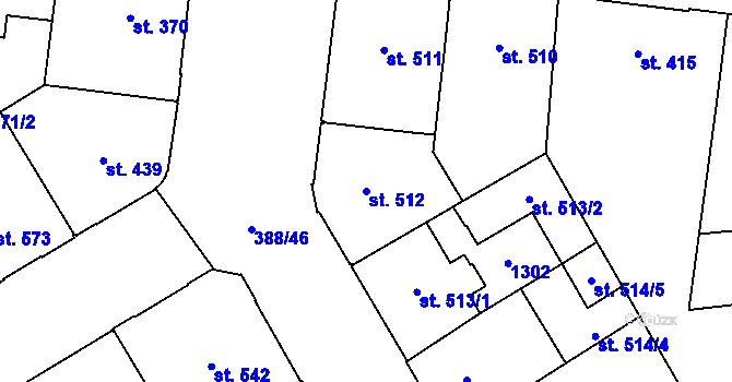 Parcela st. 512 v KÚ Přívoz, Katastrální mapa