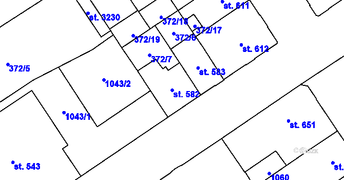 Parcela st. 582 v KÚ Přívoz, Katastrální mapa