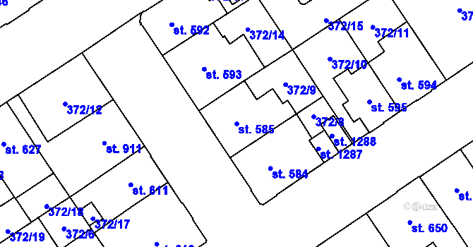 Parcela st. 585 v KÚ Přívoz, Katastrální mapa