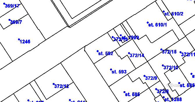 Parcela st. 592 v KÚ Přívoz, Katastrální mapa