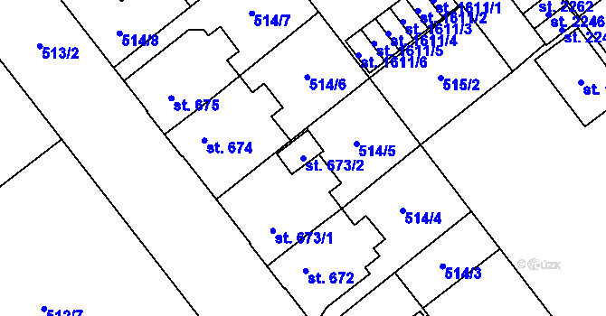 Parcela st. 673/2 v KÚ Přívoz, Katastrální mapa