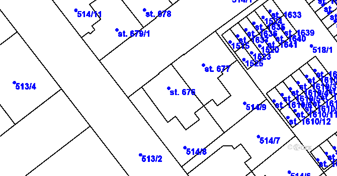 Parcela st. 676 v KÚ Přívoz, Katastrální mapa