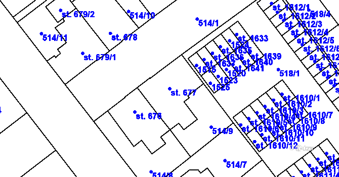 Parcela st. 677 v KÚ Přívoz, Katastrální mapa