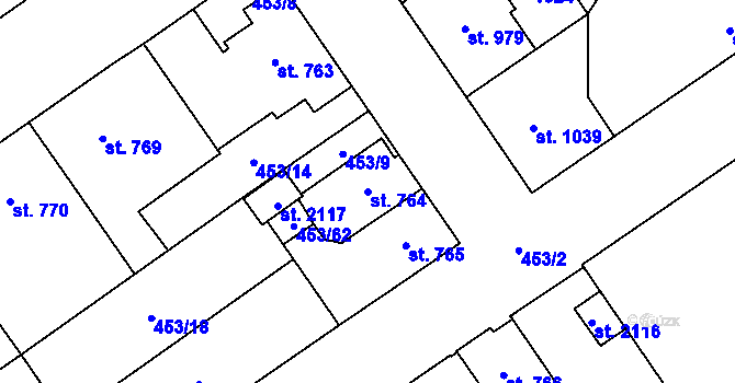 Parcela st. 764 v KÚ Přívoz, Katastrální mapa