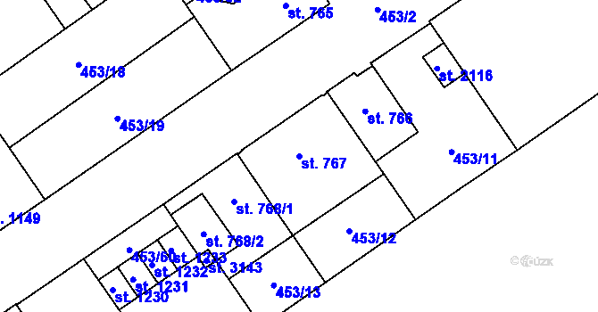 Parcela st. 767 v KÚ Přívoz, Katastrální mapa