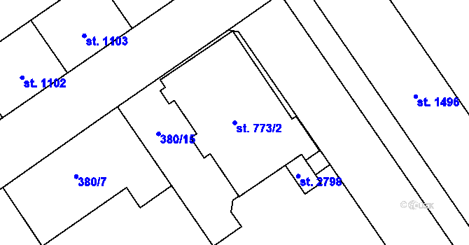 Parcela st. 773/2 v KÚ Přívoz, Katastrální mapa