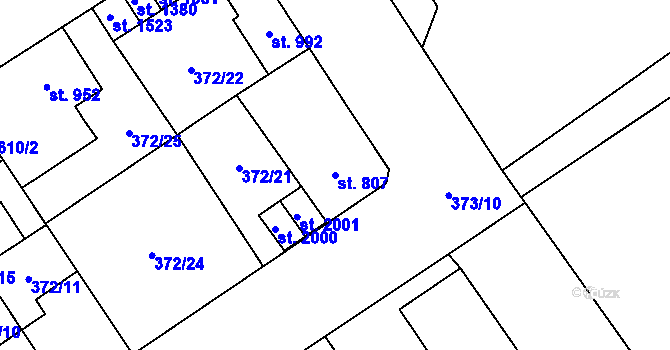 Parcela st. 807 v KÚ Přívoz, Katastrální mapa