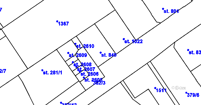 Parcela st. 849 v KÚ Přívoz, Katastrální mapa