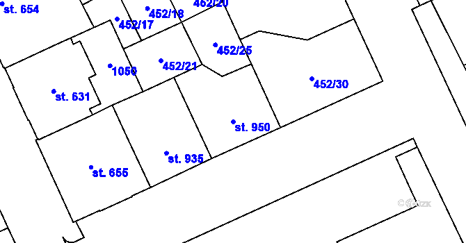 Parcela st. 950 v KÚ Přívoz, Katastrální mapa