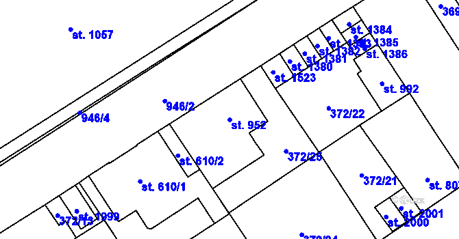 Parcela st. 952 v KÚ Přívoz, Katastrální mapa