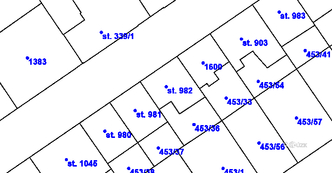 Parcela st. 982 v KÚ Přívoz, Katastrální mapa