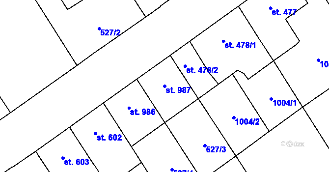 Parcela st. 987 v KÚ Přívoz, Katastrální mapa