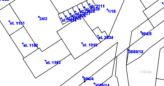 Parcela st. 1019 v KÚ Přívoz, Katastrální mapa