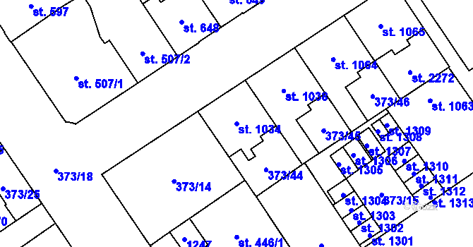 Parcela st. 1034 v KÚ Přívoz, Katastrální mapa