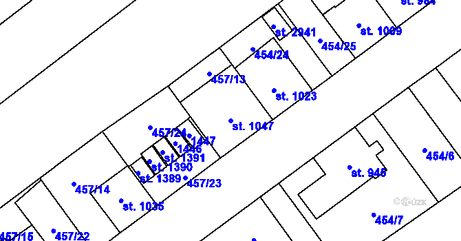 Parcela st. 1047 v KÚ Přívoz, Katastrální mapa