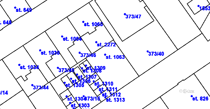 Parcela st. 1063 v KÚ Přívoz, Katastrální mapa