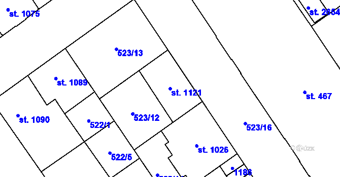 Parcela st. 1121 v KÚ Přívoz, Katastrální mapa