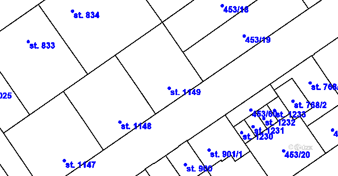 Parcela st. 1149 v KÚ Přívoz, Katastrální mapa