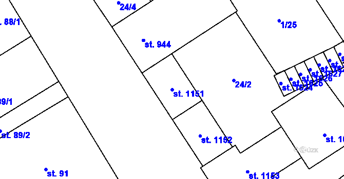 Parcela st. 1151 v KÚ Přívoz, Katastrální mapa