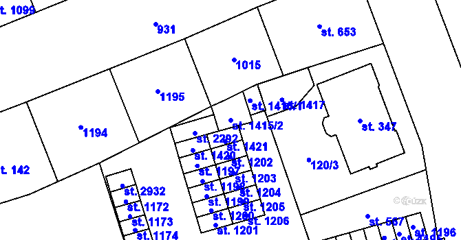 Parcela st. 1415/2 v KÚ Přívoz, Katastrální mapa