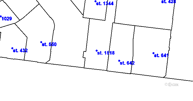 Parcela st. 1518 v KÚ Přívoz, Katastrální mapa