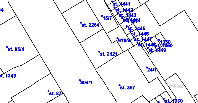 Parcela st. 2121 v KÚ Přívoz, Katastrální mapa