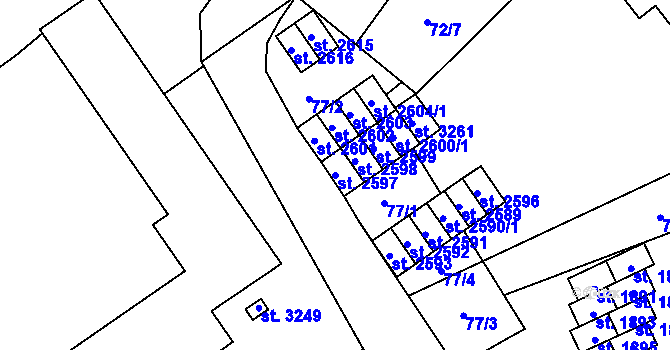 Parcela st. 2597 v KÚ Přívoz, Katastrální mapa