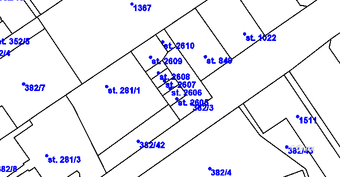 Parcela st. 2606 v KÚ Přívoz, Katastrální mapa