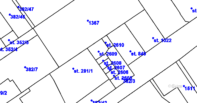 Parcela st. 2609 v KÚ Přívoz, Katastrální mapa