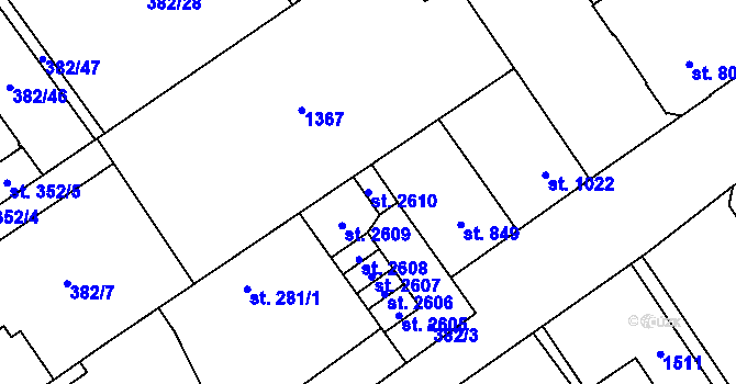 Parcela st. 2610 v KÚ Přívoz, Katastrální mapa
