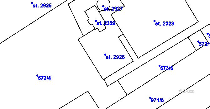 Parcela st. 2926 v KÚ Přívoz, Katastrální mapa