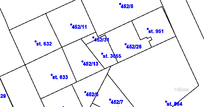 Parcela st. 3055 v KÚ Přívoz, Katastrální mapa
