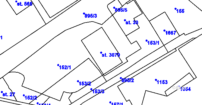 Parcela st. 3079 v KÚ Přívoz, Katastrální mapa
