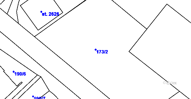 Parcela st. 173/2 v KÚ Přívoz, Katastrální mapa