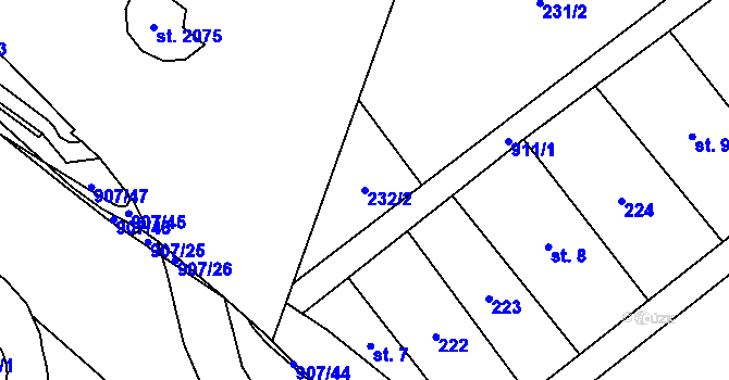 Parcela st. 232/2 v KÚ Přívoz, Katastrální mapa