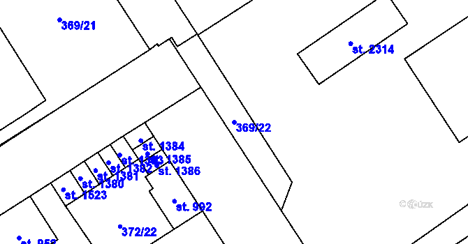 Parcela st. 369/22 v KÚ Přívoz, Katastrální mapa