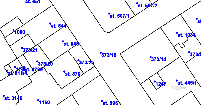Parcela st. 373/18 v KÚ Přívoz, Katastrální mapa