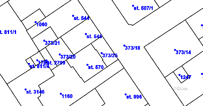 Parcela st. 373/25 v KÚ Přívoz, Katastrální mapa