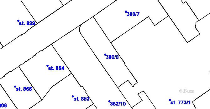 Parcela st. 380/8 v KÚ Přívoz, Katastrální mapa