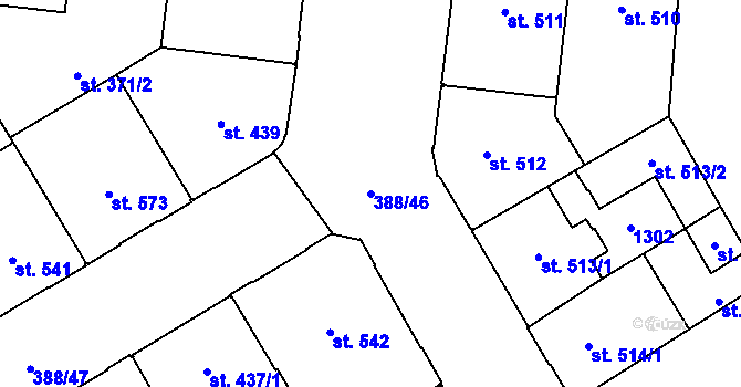 Parcela st. 388/46 v KÚ Přívoz, Katastrální mapa