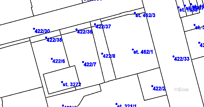 Parcela st. 422/8 v KÚ Přívoz, Katastrální mapa