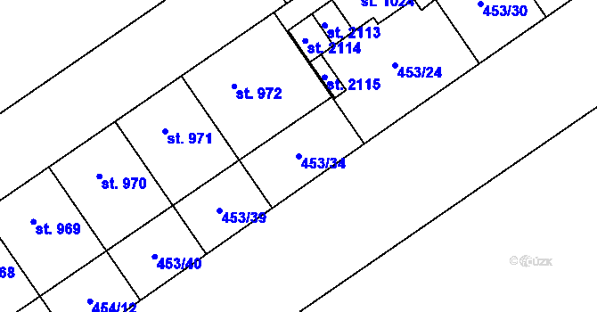 Parcela st. 453/34 v KÚ Přívoz, Katastrální mapa