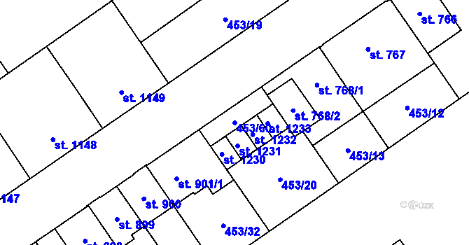 Parcela st. 453/60 v KÚ Přívoz, Katastrální mapa